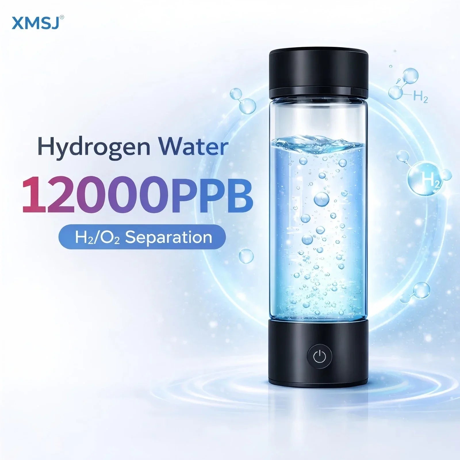 Portable Hydrogen Water Generator Bottle with 12,000PPB SPE/PEM Technology by Authority Asset Brand
