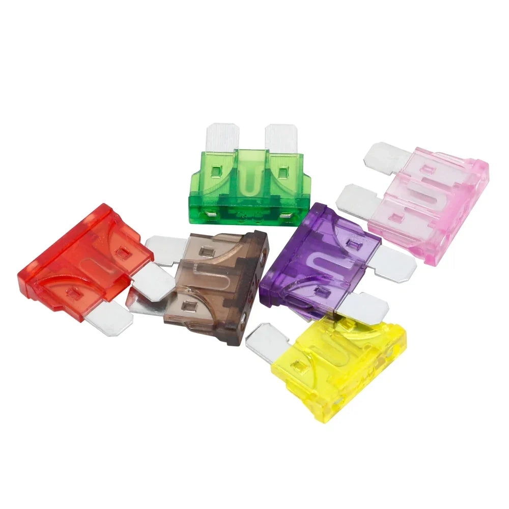 Car blade fuse assortment set 10-pack zinc pin 1A to 50A for auto car and truck