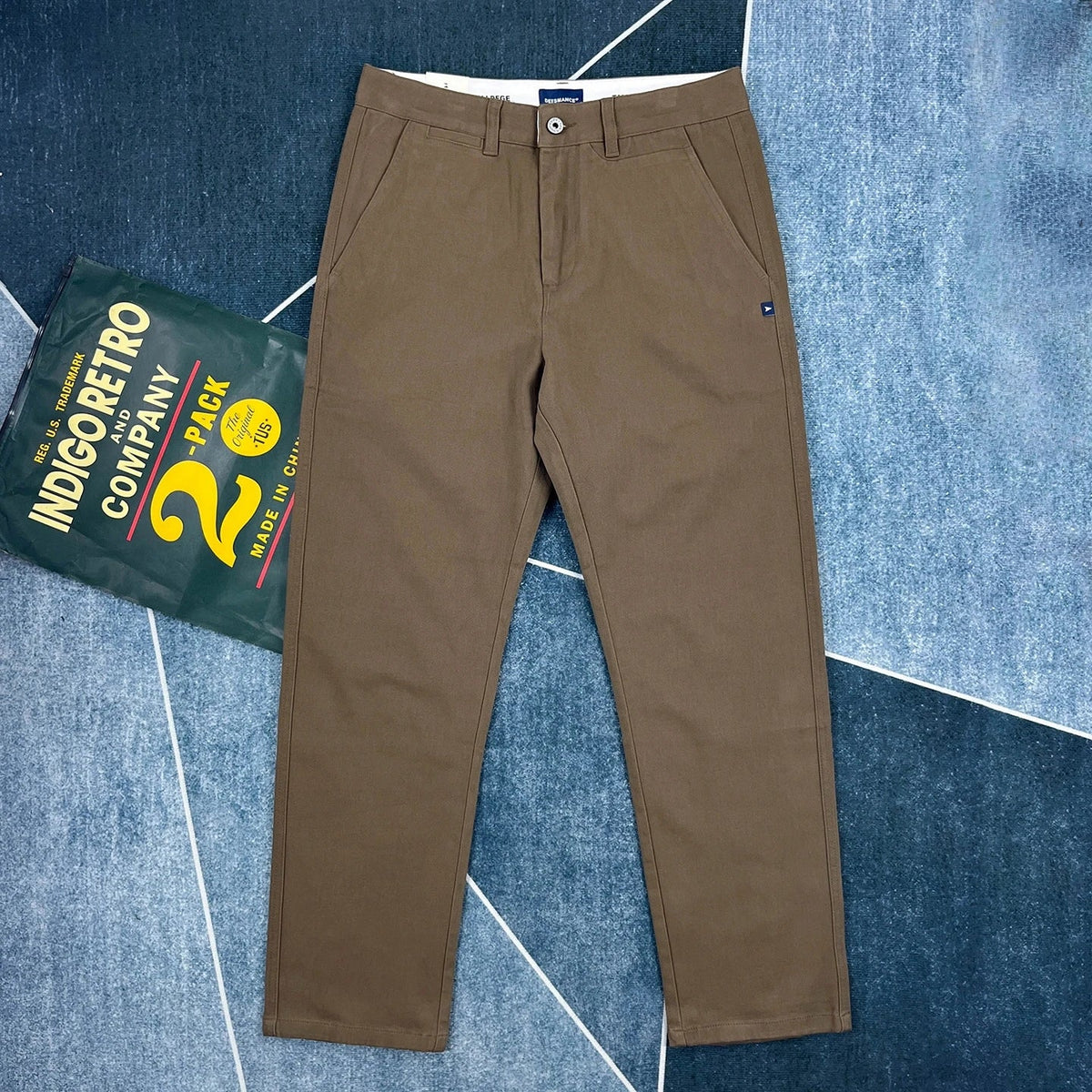 Men's heavyweight work pants in stretch cotton with a retro straight leg, warm winter work trousers for men