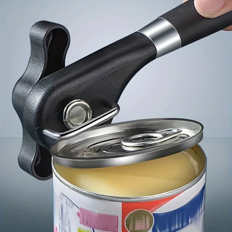 Safety side cut manual can opener easy grip smooth lid kitchen tool hand-actuated