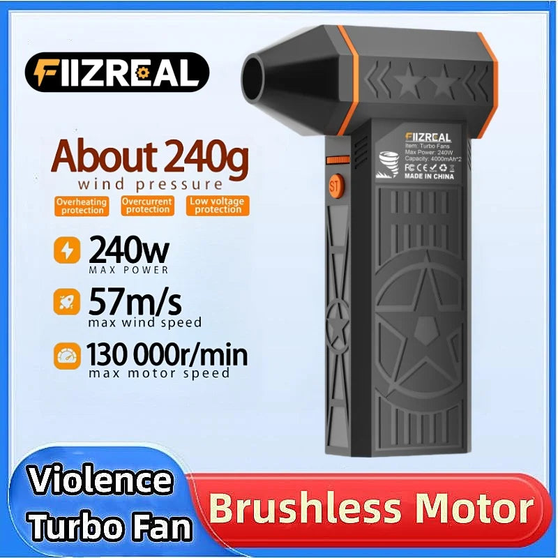 Fiizreal X50 240W brushless turbo fan with magnetic nozzle and dual 8000mAh battery