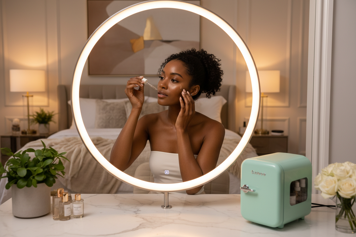 The Skincare Fridge with a Mirror: Why Your Morning Routine Needs Both in One Place