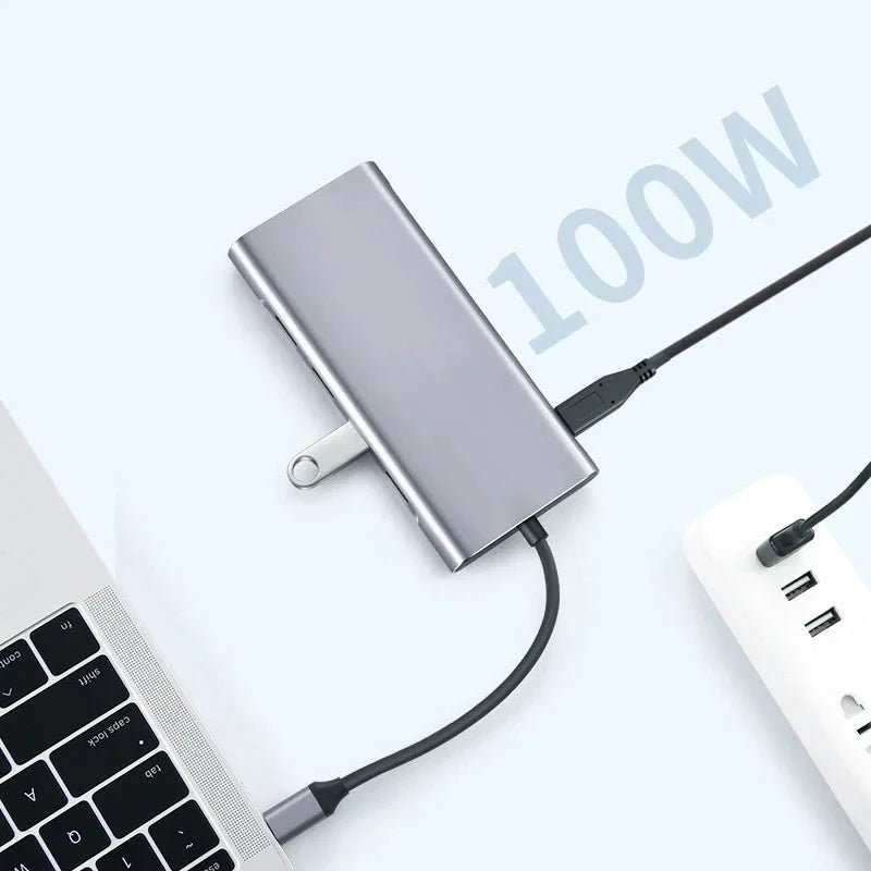 10-in-1 USB-C Hub — 4K HDMI, 100W PD Charging, USB 3.0, SD/TF Card Reader, RJ45 Ethernet - Authority Asset Brand