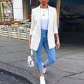 Women's Solid Color Lapel Cardigan Suit Jacket — Long Blazer