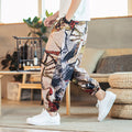 Men's Cotton Linen Printed Casual Trousers — Retro Chinese Style Plus Size Skinny Pants