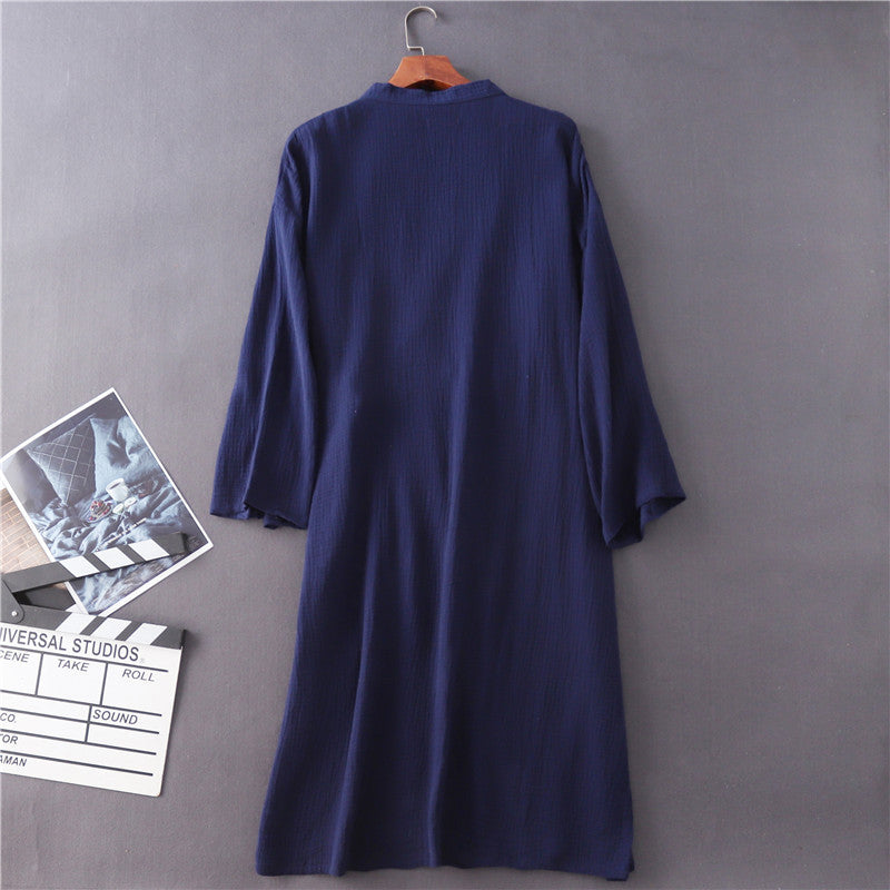 Couples 100% Cotton Crepe Gauze Robe | Long-Sleeve V-Neck Kimono Wedding Bathrobe