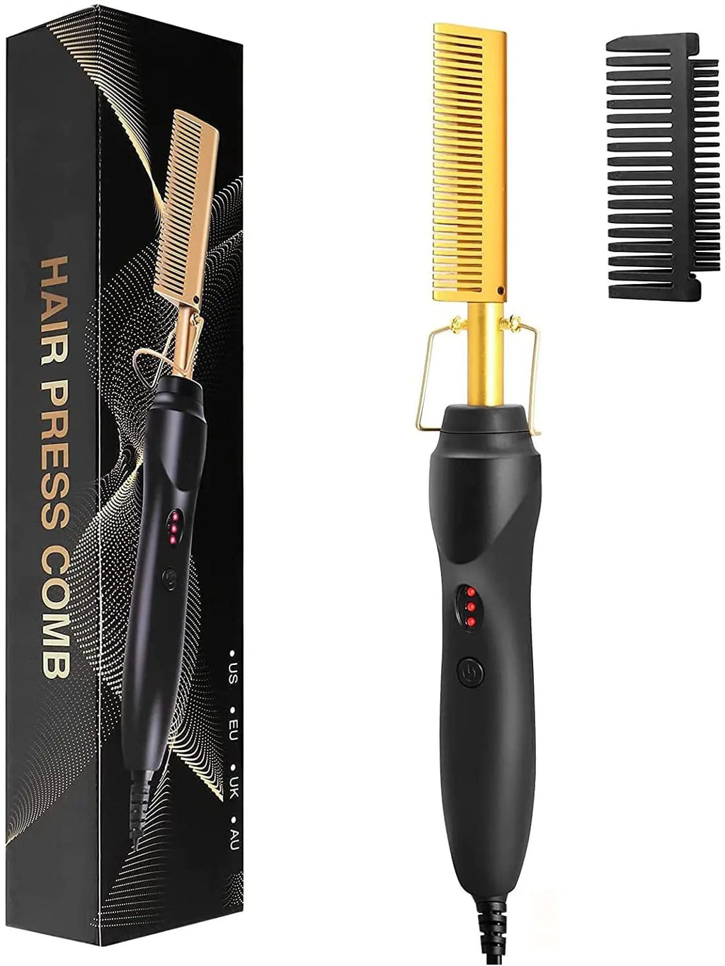 2-in-1 Hot Comb Hair Straightener — Electric Heating Comb for Straight & Wavy Styles - Authority Asset Brand