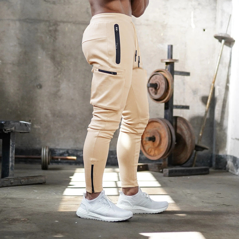 Men's Camouflage Sports Overalls — Cotton Running Fitness Bib Trousers with Zipper Detail