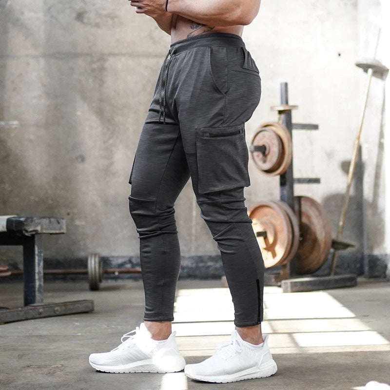 Men's Camouflage Sports Overalls — Cotton Running Fitness Bib Trousers with Zipper Detail