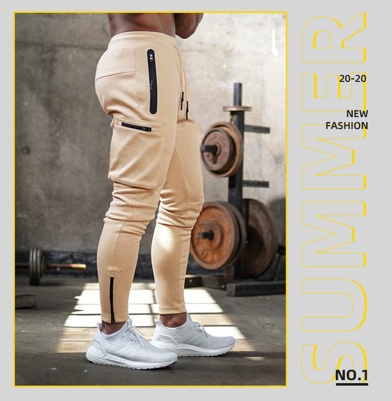Men's Camouflage Sports Overalls — Cotton Running Fitness Bib Trousers with Zipper Detail
