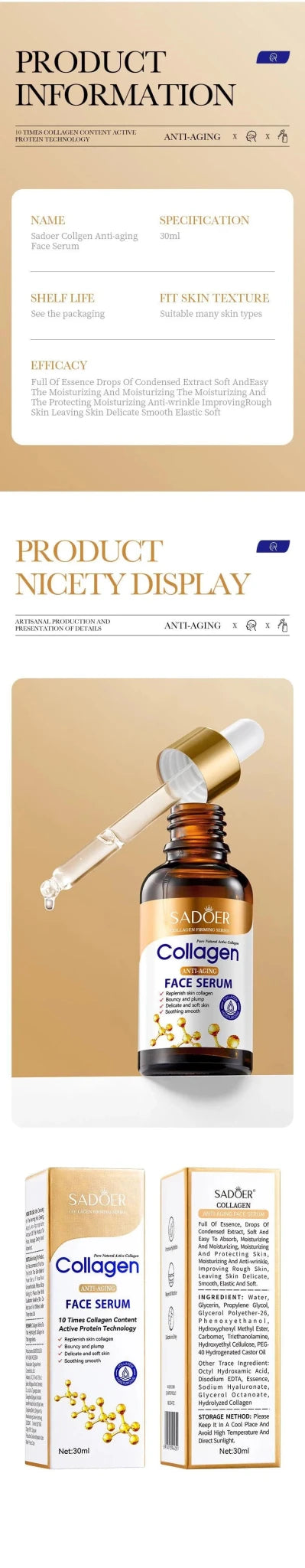 3-Piece Collagen Face Serum Skincare Set — Firming Moisturizing Nourishing Facial Essence - Authority Asset Brand