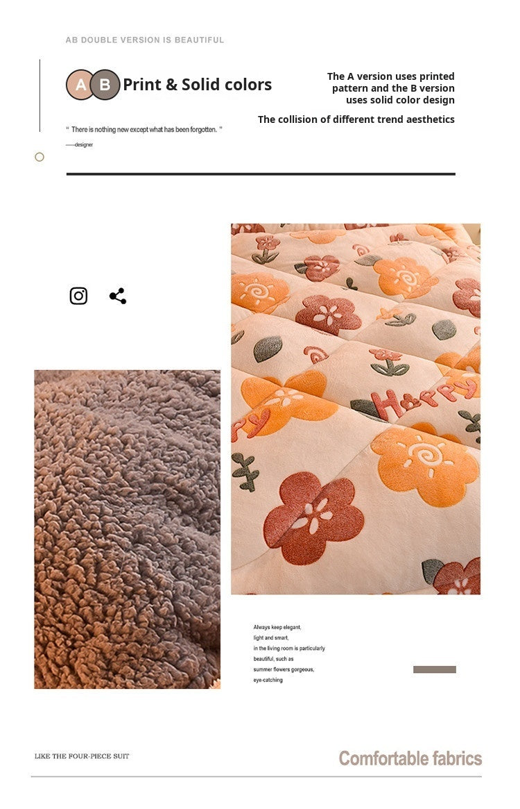 Double-Sided Lamb Fleece Winter Comforter – Thickened Velvet Warm Quilt, 5 Colors & 7 Fill Weights