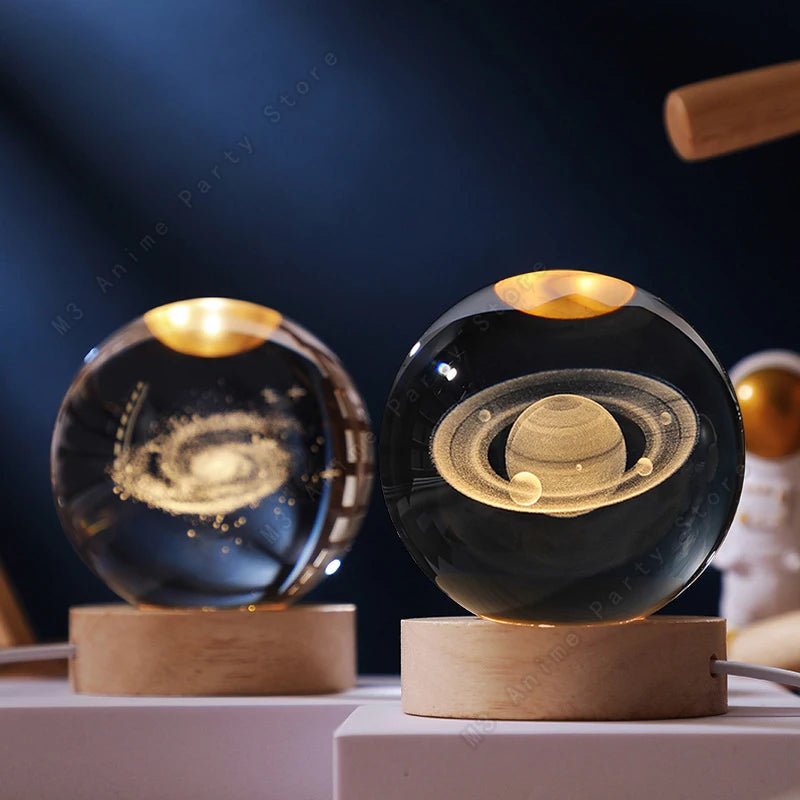 3D Crystal Ball Galaxy Night Light — LED Saturn Moon Lamp, Kids Birthday Gift - Authority Asset Brand