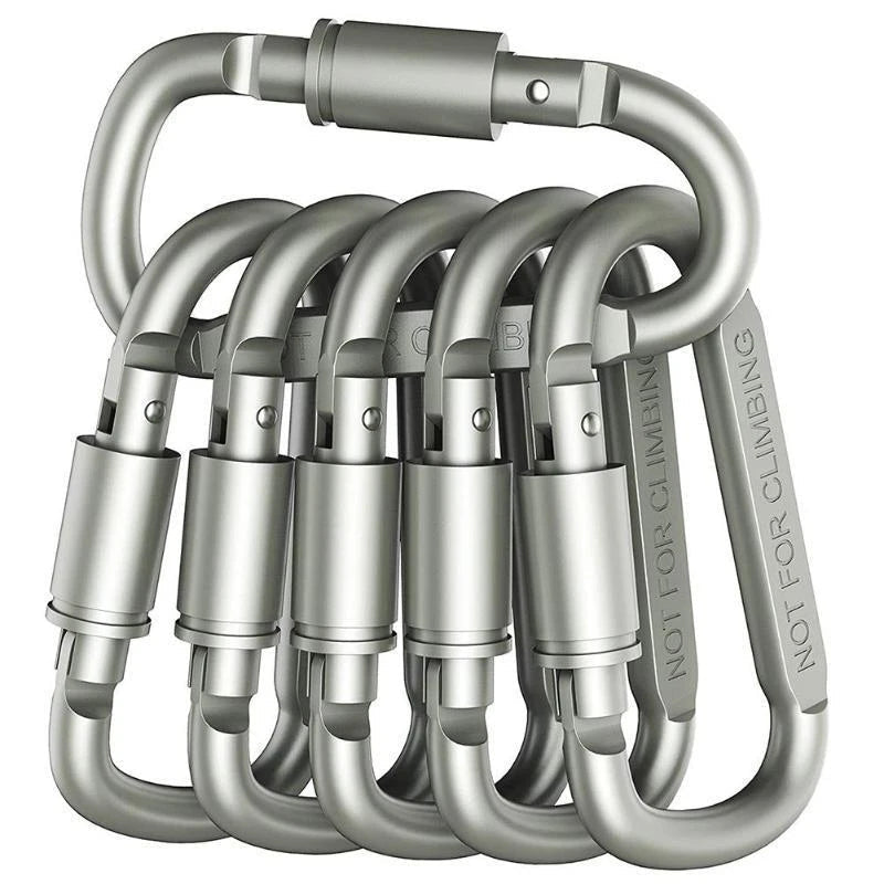 4–6 Piece Carabiner Set — Aluminum Alloy Tactical Keychain Clip for Camping, Survival & EDC - Authority Asset Brand