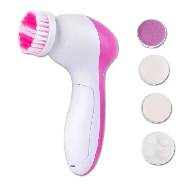 5-in-1 Electric Facial Cleansing Brush — Blackhead Removal, Spa Massage, Skin Care Tool - Authority Asset Brand