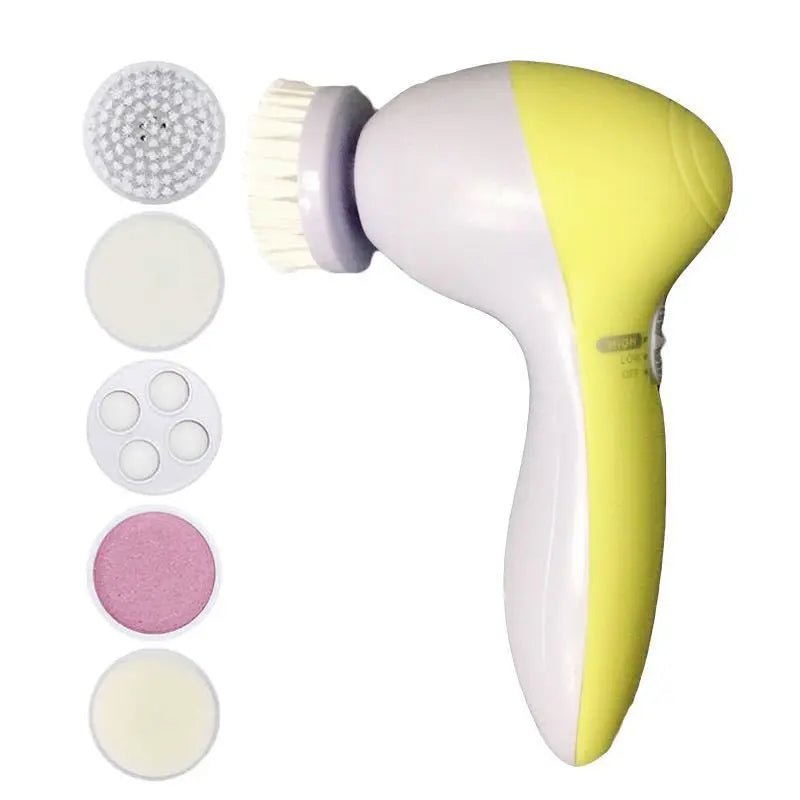 5-in-1 Electric Facial Cleansing Brush — Blackhead Removal, Spa Massage, Skin Care Tool - Authority Asset Brand