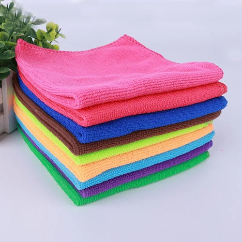 5-Pack Microfiber Cleaning Cloths — 30x30cm Multi-Color Rags for Car, Kitchen & Glass - Authority Asset Brand