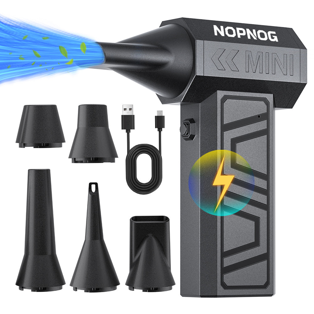 Turbo Jet Fan Blower & Air Duster — 130,000 RPM Brushless Motor, 4-Gear, 75W, Type-C Charging, 5 Nozzles