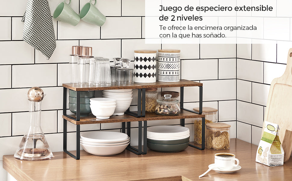 SONGMICS Stackable Kitchen Counter Storage Shelves — Set of 4