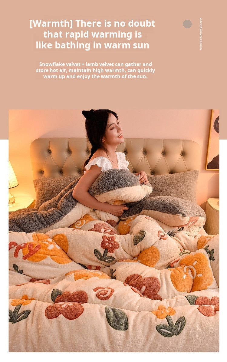 Double-Sided Lamb Fleece Winter Comforter – Thickened Velvet Warm Quilt, 5 Colors & 7 Fill Weights
