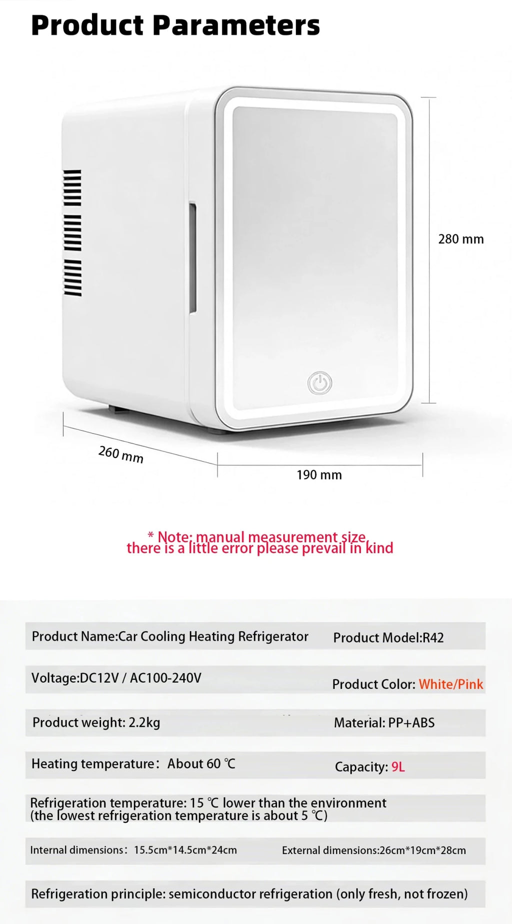 6L/9L LED Mirror Mini Fridge with Light — Portable Cosmetic Refrigerator Cooler & Warmer for Car, Home & Skincare - Authority Asset Brand