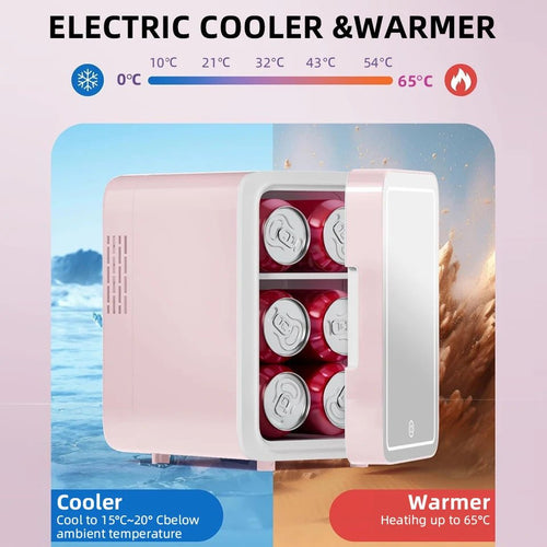 6L/9L LED Mirror Mini Fridge with Light — Portable Cosmetic Refrigerator Cooler & Warmer for Car, Home & Skincare - Authority Asset Brand