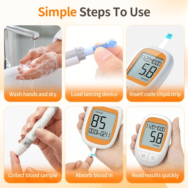 Medical Blood Sugar Test Kit – Glucometer with 50 Test Strips, 5-Second Fast Test & Large Screen Display