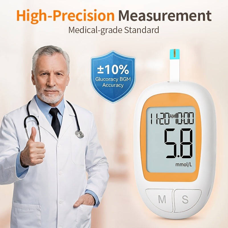 Medical Blood Sugar Test Kit – Glucometer with 50 Test Strips, 5-Second Fast Test & Large Screen Display