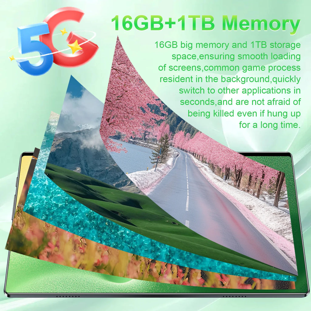 10.36" Android 13 Tablet – 16GB RAM, Up to 1TB ROM, 5G Wi-Fi, Dual SIM, GPS