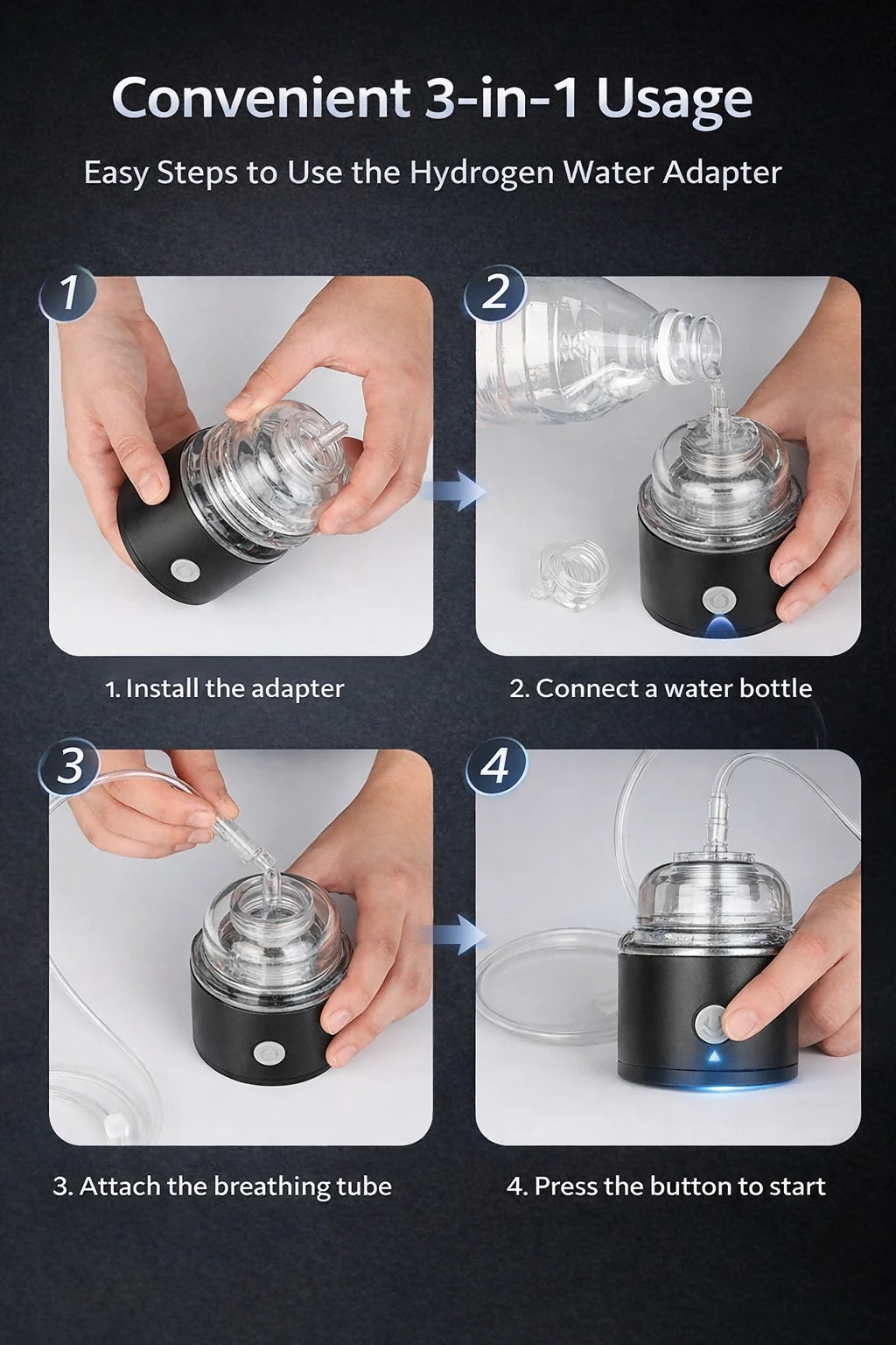 Portable Hydrogen Water Generator Bottle — 12,000PPB Rechargeable Alkaline Ionizer Cup with SPE/PEM Technology
