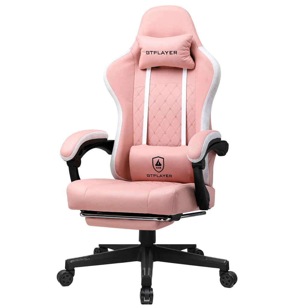 GTPLAYER Ergonomic Gaming Chair – Fabric Surface, Spring Seat Cushion & Linked Armrests, Desk Chair