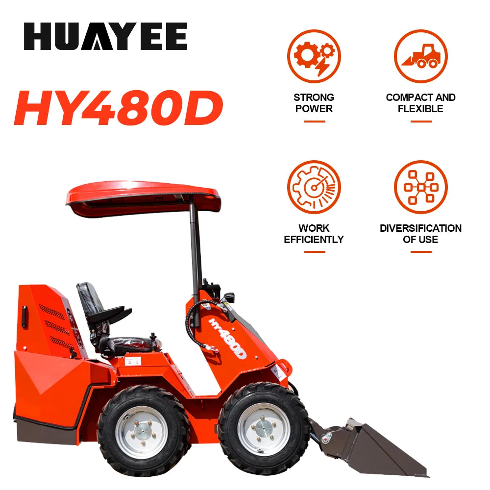 Huayee Kubota Compact Wheel Loader – 14HP Multifunctional Skid Steer for Construction & Home