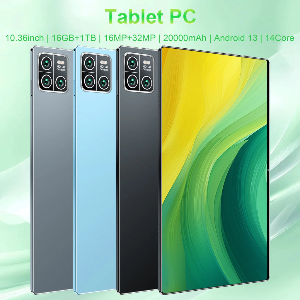 10.36" Android 13 Tablet – 16GB RAM, Up to 1TB ROM, 5G Wi-Fi, Dual SIM, GPS
