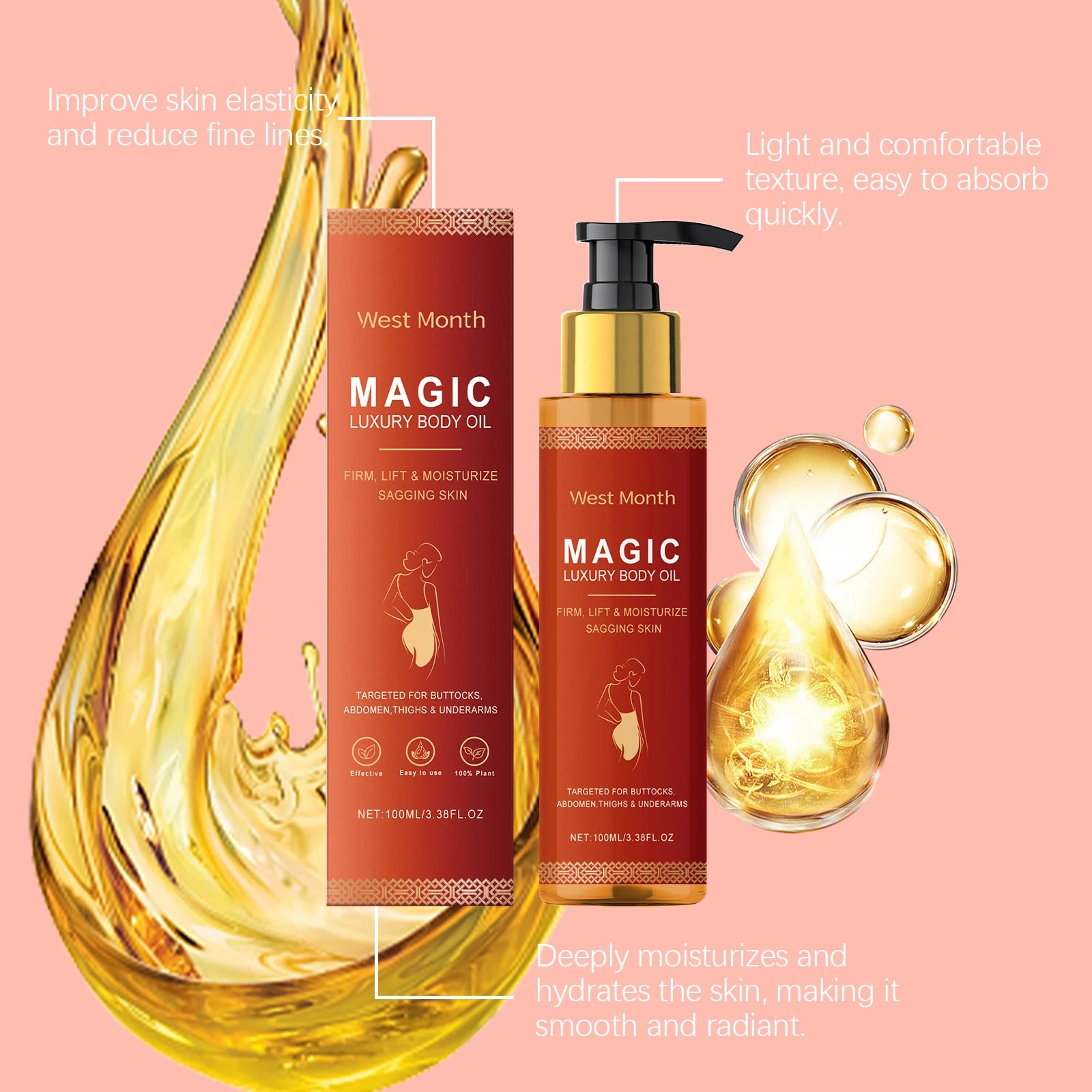 Firming Body Oil — Tightening & Nourishing Essential Oil for Skin Elasticity, Dryness & Smoothness
