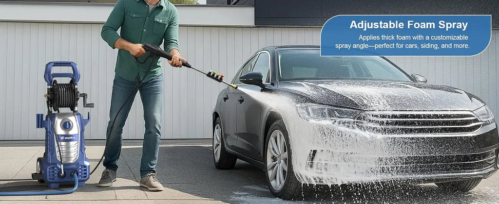 Electric Pressure Washer – Hose Reel & Five Nozzles