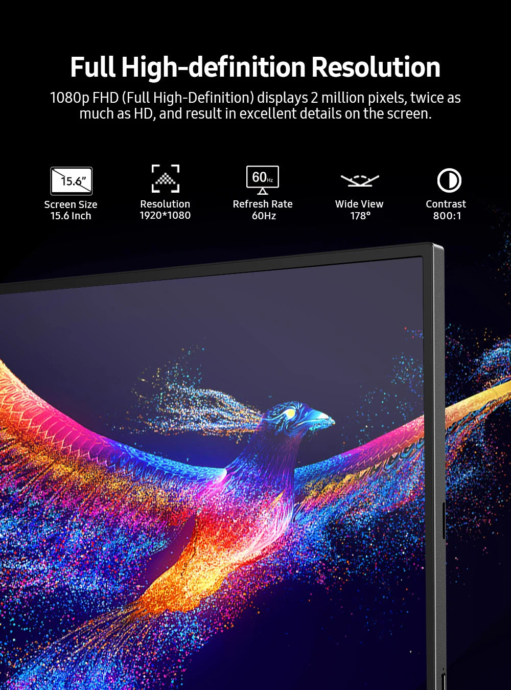 15.6-Inch Portable Touchscreen Monitor – Full HD & Smart Cover