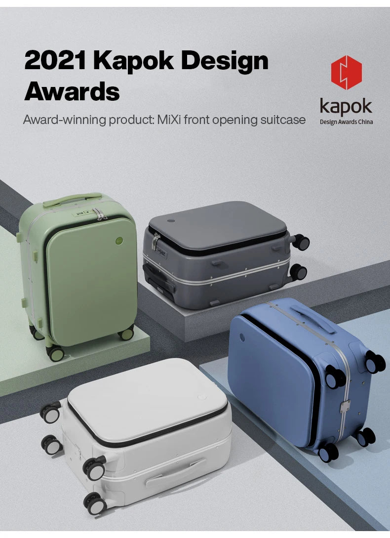Mixi Patent Design PC Aluminum Frame Suitcase – Award-Winning Carry-On Rolling Luggage 18/20/24 Inch