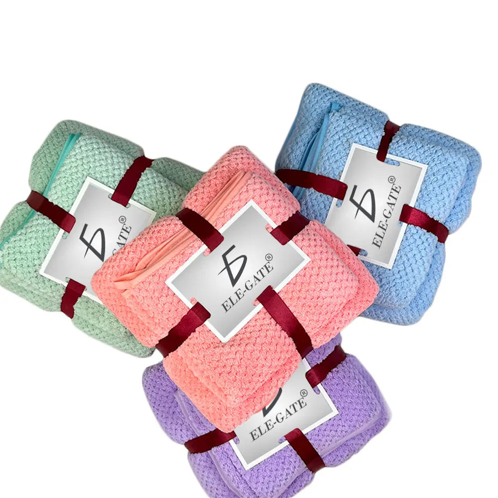 ELE-GATE 2-in-1 Soft Cotton Bath Towel Set — Absorbent Lint-Free Home Comfort Towels