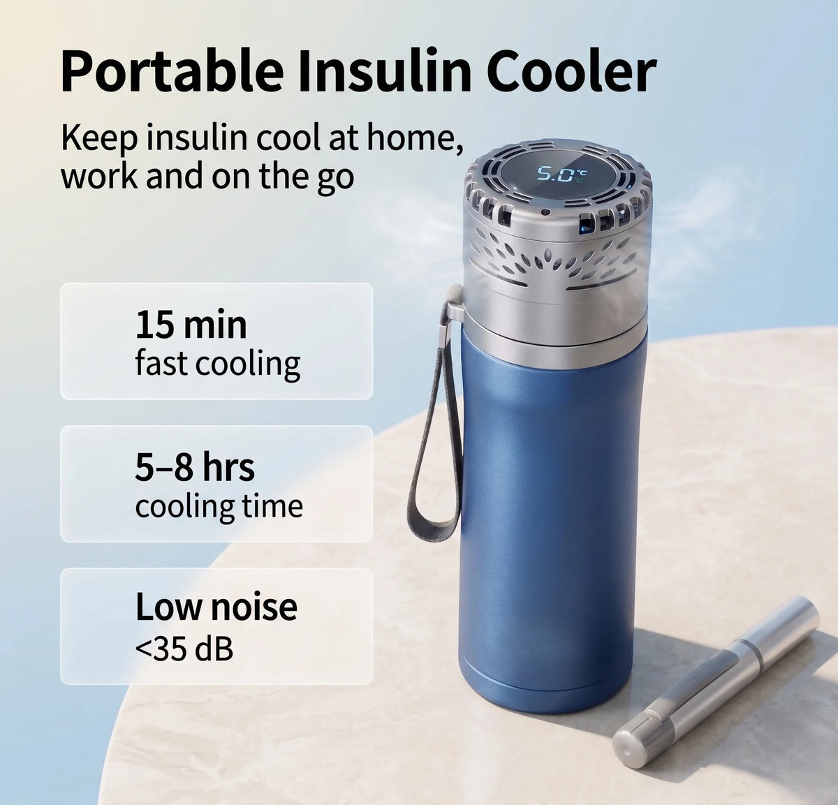 Smart Insulin Cooler Cup – Portable Medical Fridge with 0–20°C Digital Temperature Control for Diabetes & Insulin Pens