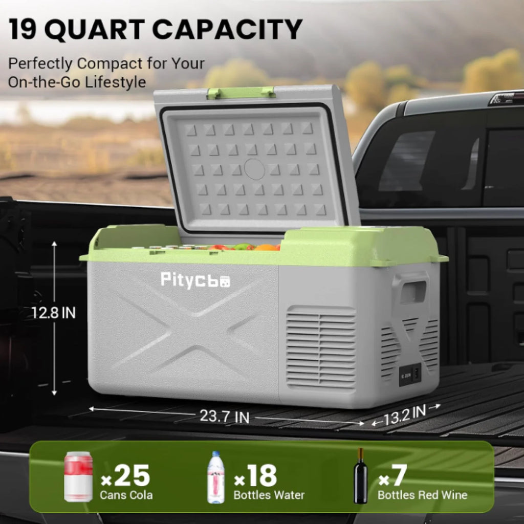 Small Car Refrigerator 17.4L — Portable Freezer & Drinks Fridge with 12/24V DC & 100-240V AC Power for Vehicle, Truck & Outdoor Use
