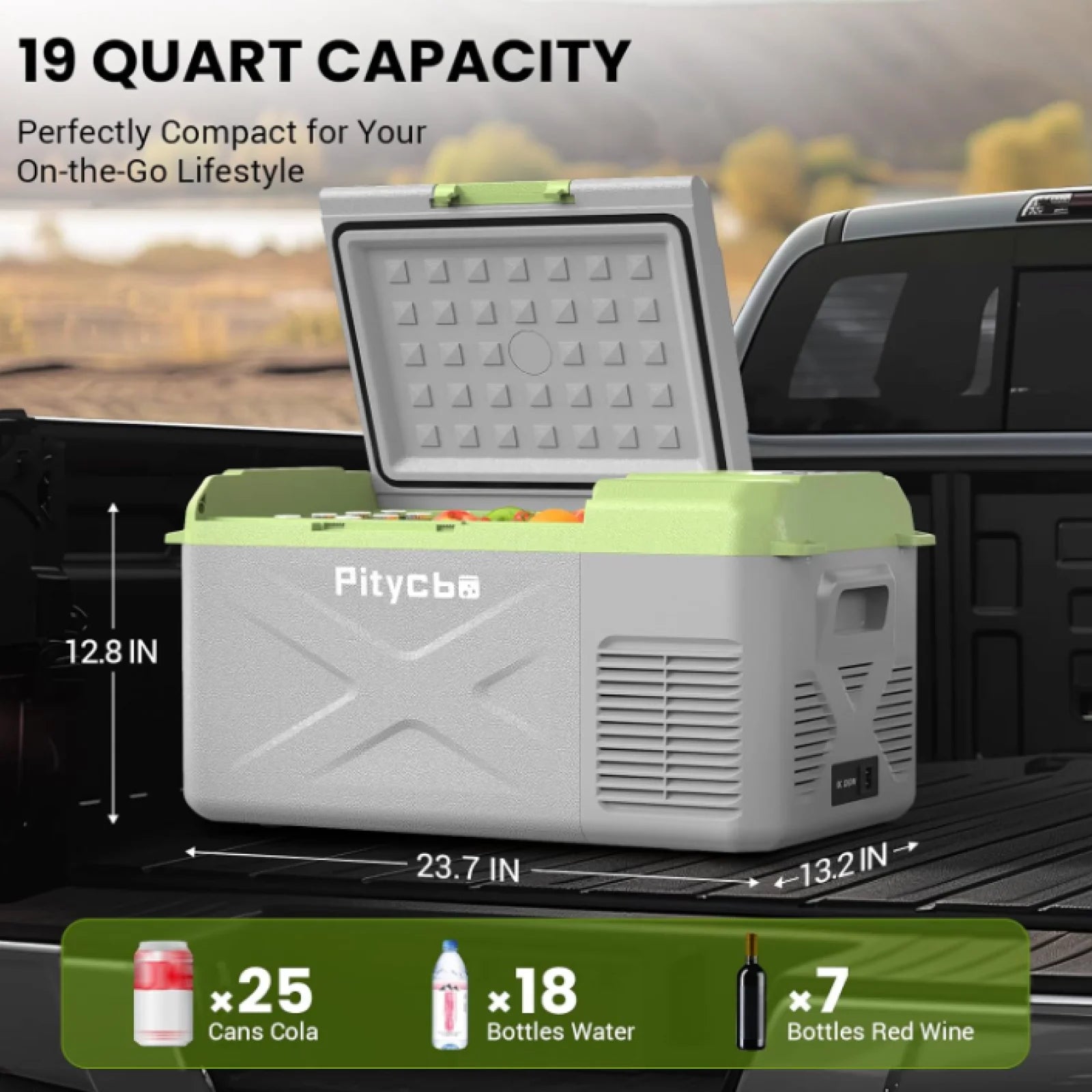 Small Car Refrigerator 17.4L — Portable Freezer & Drinks Fridge with 12/24V DC & 100-240V AC Power for Vehicle, Truck & Outdoor Use