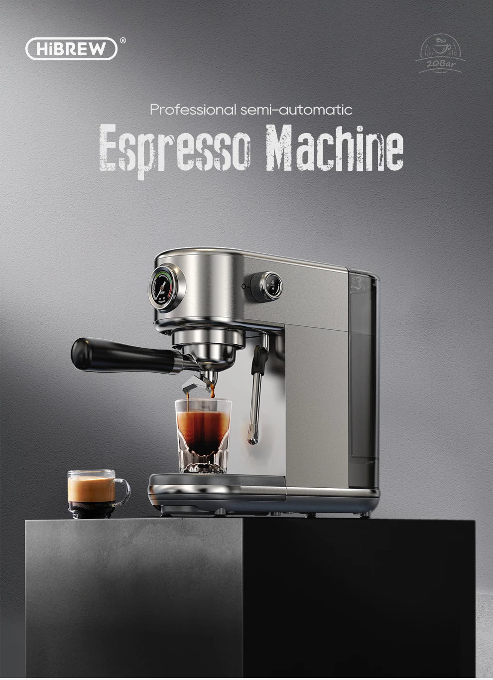 Barista-Level Espresso at Home — HiBREW H10B 20-Bar Semi-Automatic Espresso Machine | Temperature Control, Hot & Cold, Slim Design