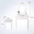 White Vanity Desk with Mirror & 3 Drawers
