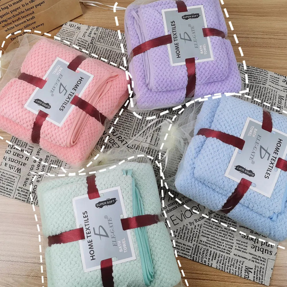 Set of 3 Striped Bath & Hand Towels — Premium Cotton Microfiber for Home, Hotel & Beach