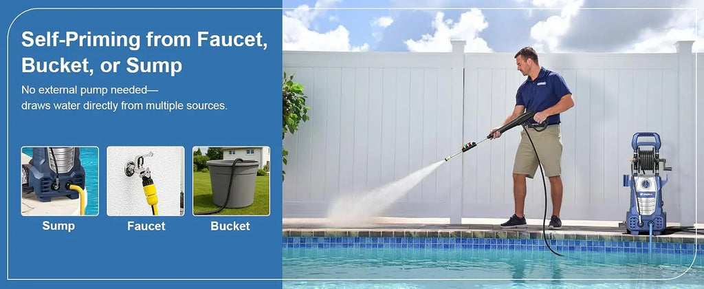 Electric Pressure Washer – Hose Reel & Five Nozzles