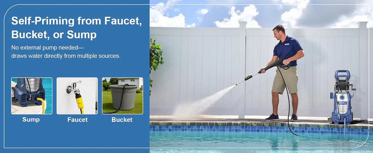 Electric Pressure Washer – Hose Reel & Five Nozzles