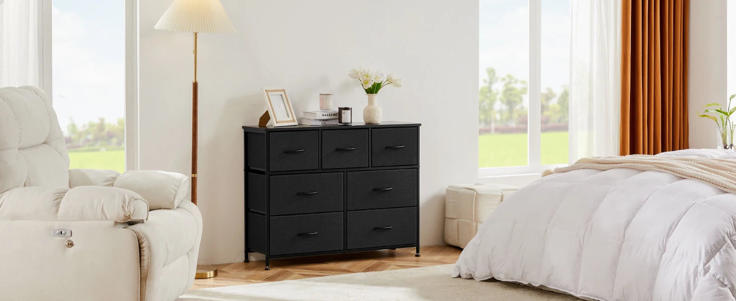 JHK 7-Drawer Dresser & Storage Chest – Fabric Drawers, Clothes Organizer for Bedroom & Living Room