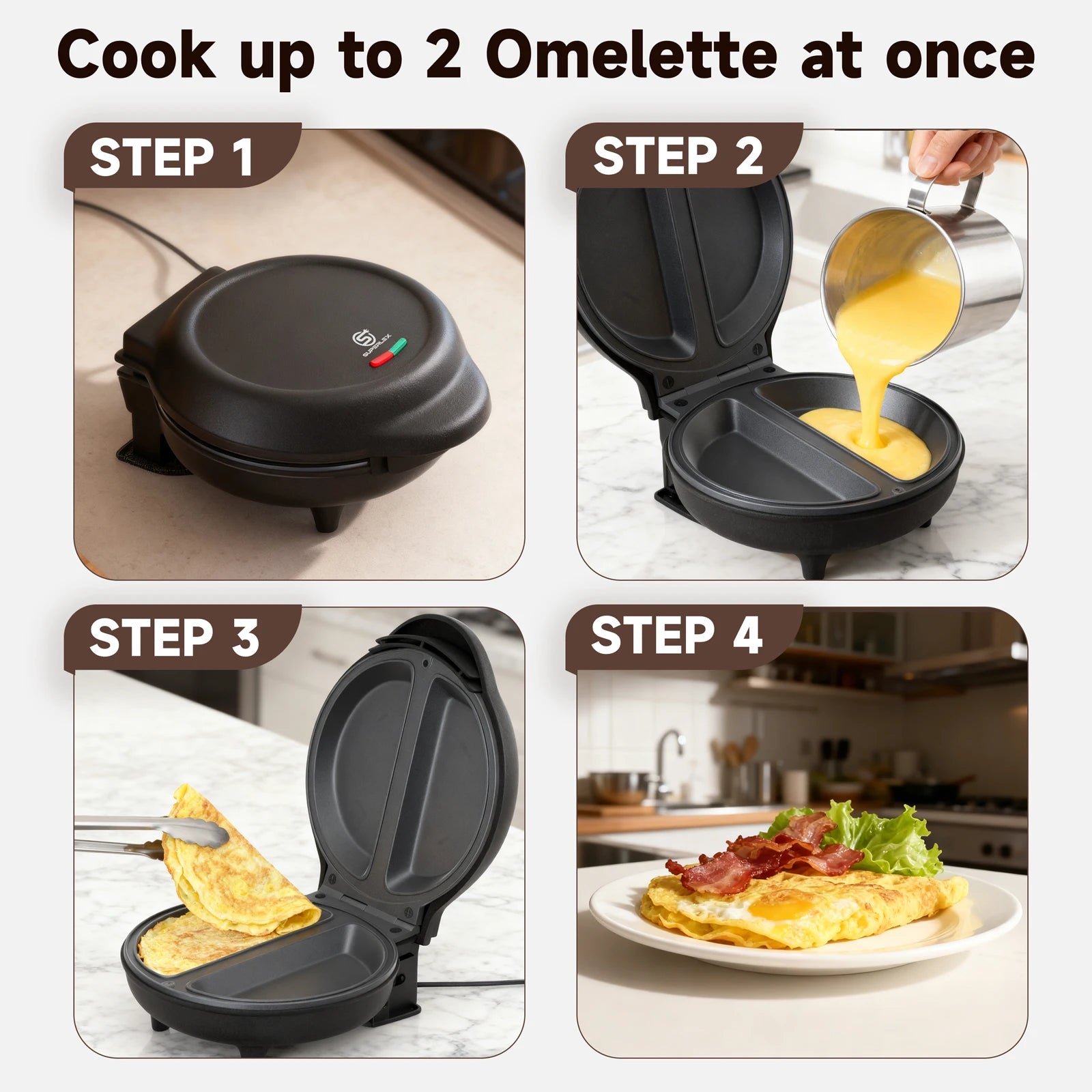 SUPERLEX 750W Electric Omelette & Bread Maker – Non-Stick, Multi-Function with Smart Light Indicator