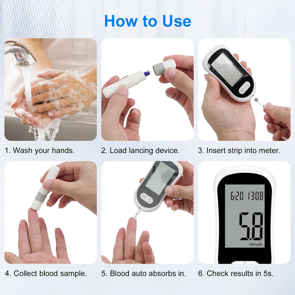VivaGuard Blood Glucose Meter Kit – No Coding Glucometer with 50 Test Strips, 50 Lancets & Lancing Pen for Home Diabetes Monitoring