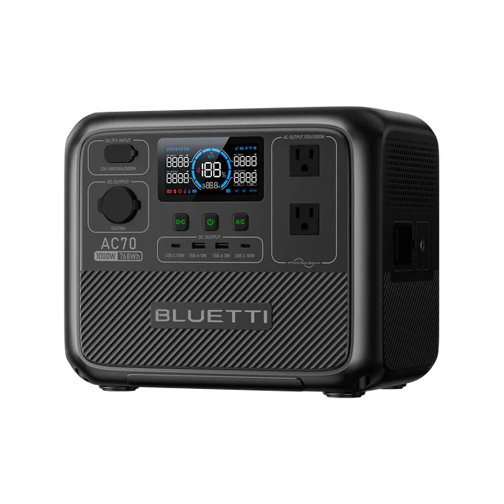 BLUETTI AC70 Portable Power Station — 1000W 768Wh Solar Generator for Road Trips, Off-Grid & Power Outages